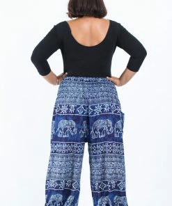 HaremPants.com Plus Size Marble Elephant Women's Elephant Pants In Blue