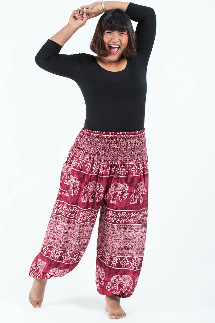 HaremPants.com Plus Size Marble Elephant Women's Elephant Pants In Red 7 HaremPants.com Plus Size Marble Elephant Women's Elephant Pants In Red