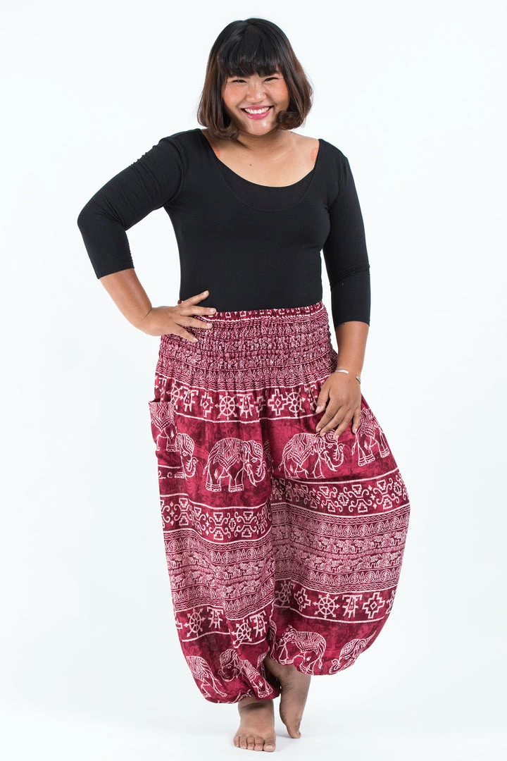 HaremPants.com Plus Size Marble Elephant Women's Elephant Pants In Red 3 HaremPants.com Plus Size Marble Elephant Women's Elephant Pants In Red