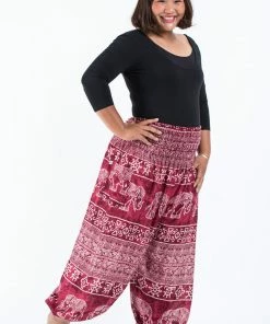HaremPants.com Plus Size Marble Elephant Women's Elephant Pants In Red 9 HaremPants.com Plus Size Marble Elephant Women's Elephant Pants In Red