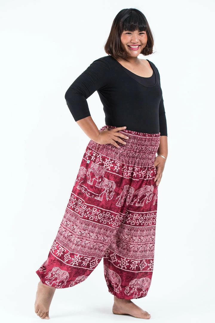 HaremPants.com Plus Size Marble Elephant Women's Elephant Pants In Red 5 HaremPants.com Plus Size Marble Elephant Women's Elephant Pants In Red