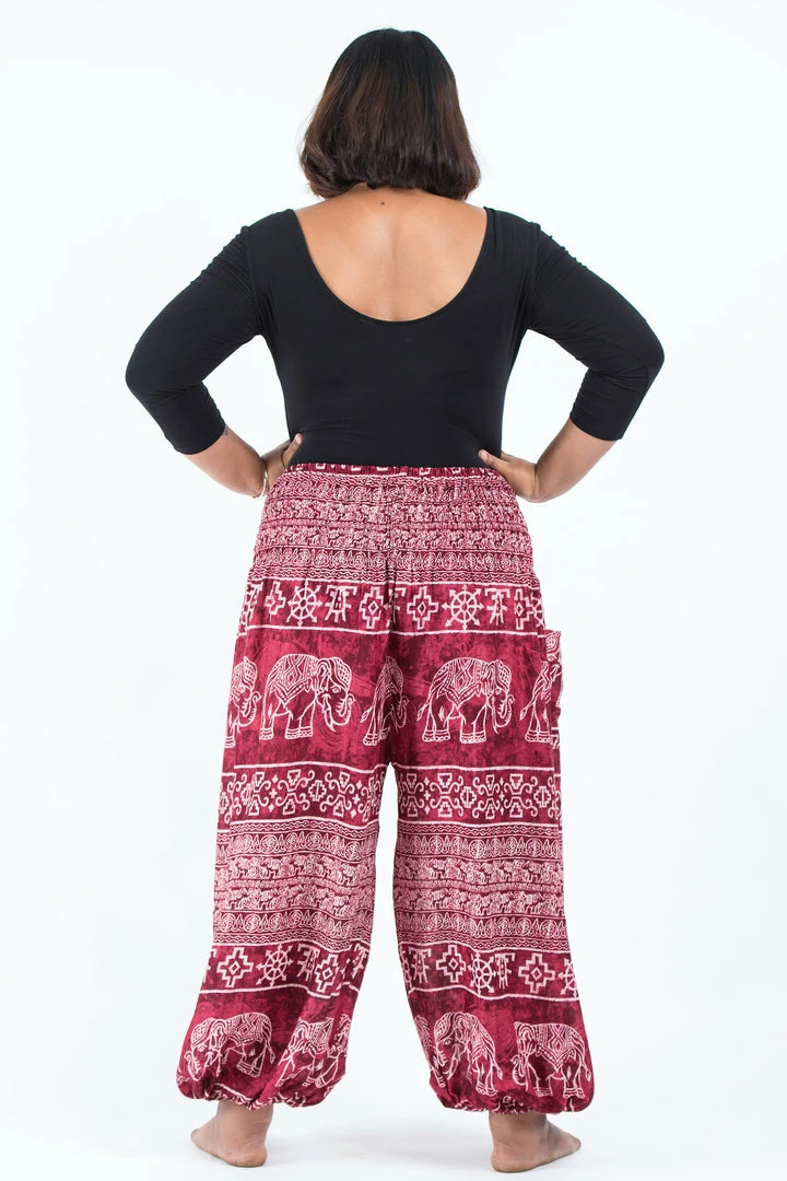 HaremPants.com Plus Size Marble Elephant Women's Elephant Pants In Red 6 HaremPants.com Plus Size Marble Elephant Women's Elephant Pants In Red