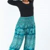 HaremPants.com Plus Size Marble Elephant Women's Elephant Pants In Turquoise