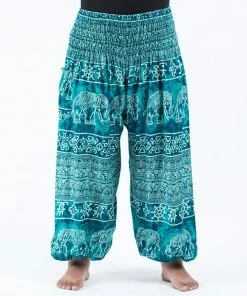HaremPants.com Plus Size Marble Elephant Women's Elephant Pants In Turquoise