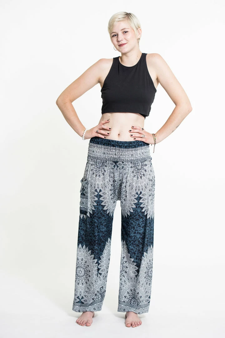 HaremPants.com Marble Mandalas Women's Harem Pants In Indigo 3 HaremPants.com Marble Mandalas Women's Harem Pants In Indigo