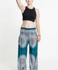 HaremPants.com Marble Mandalas Women's Harem Pants In Turquoise