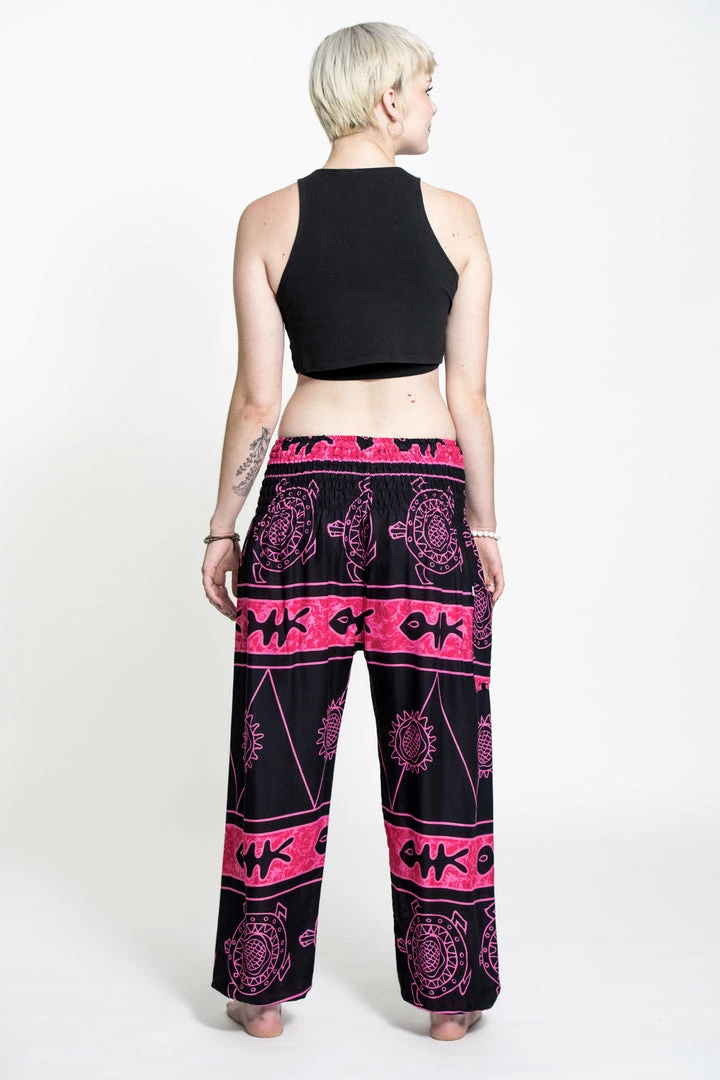 HaremPants.com Turtle Print Women's Harem Pants In Pink 7 HaremPants.com Turtle Print Women's Harem Pants In Pink