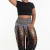 HaremPants.com Plus Size Peacock Feathers Women's Harem Pants In Black