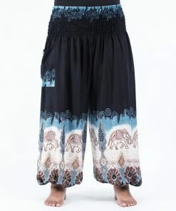 HaremPants.com Plus Size Solid Top Elephant Women's Elephant Pants In Black