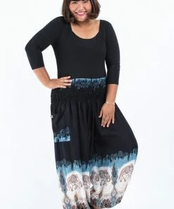HaremPants.com Plus Size Solid Top Elephant Women's Elephant Pants In Black