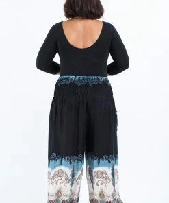 HaremPants.com Plus Size Solid Top Elephant Women's Elephant Pants In Black