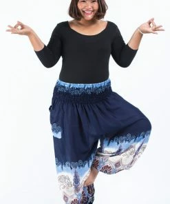 HaremPants.com Plus Size Solid Top Elephant Women's Elephant Pants In Blue