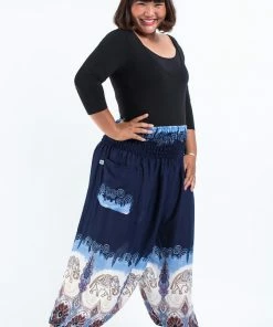 HaremPants.com Plus Size Solid Top Elephant Women's Elephant Pants In Blue 8 HaremPants.com Plus Size Solid Top Elephant Women's Elephant Pants In Blue