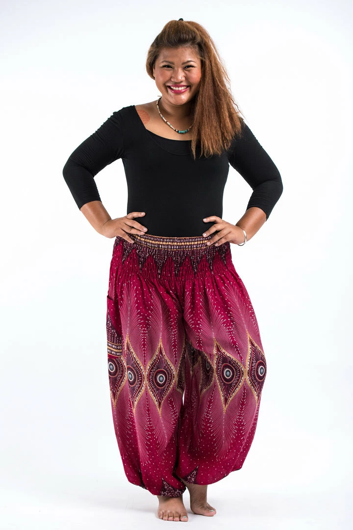 HaremPants.com Plus Size Diamond Peacock Women's Harem Pants In Red 3 HaremPants.com Plus Size Diamond Peacock Women's Harem Pants In Red