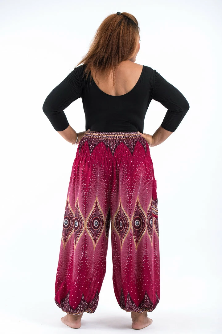 HaremPants.com Plus Size Diamond Peacock Women's Harem Pants In Red 6 HaremPants.com Plus Size Diamond Peacock Women's Harem Pants In Red