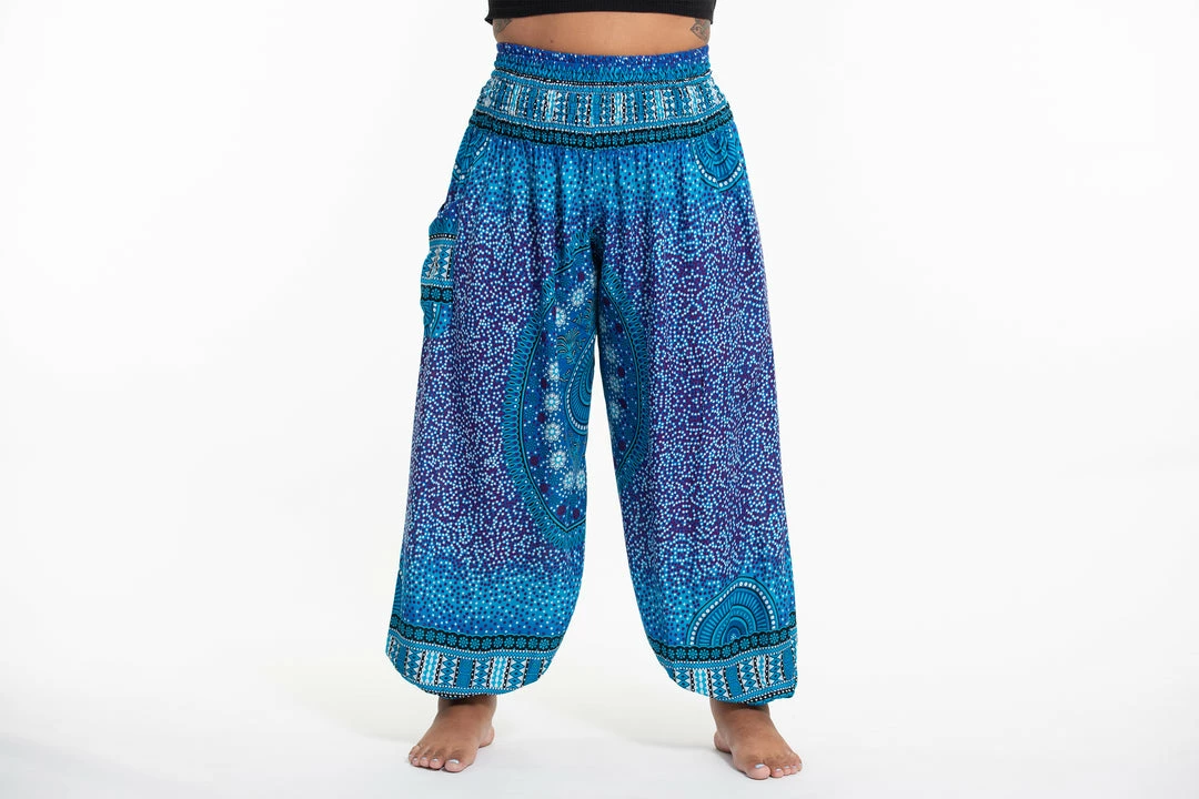 HaremPants.com Plus Size Tribal Chakras Women's Harem Pants In Blue 4 HaremPants.com Plus Size Tribal Chakras Women's Harem Pants In Blue