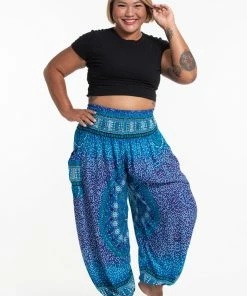 HaremPants.com Plus Size Tribal Chakras Women's Harem Pants In Blue