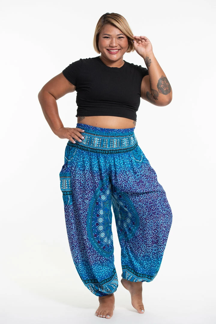 HaremPants.com Plus Size Tribal Chakras Women's Harem Pants In Blue 3 HaremPants.com Plus Size Tribal Chakras Women's Harem Pants In Blue