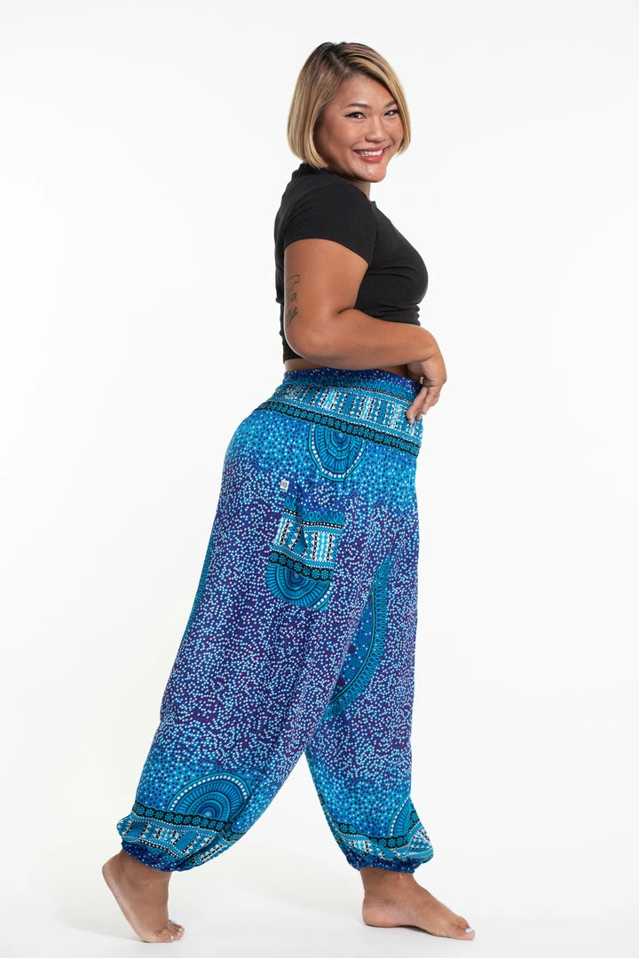 HaremPants.com Plus Size Tribal Chakras Women's Harem Pants In Blue 5 HaremPants.com Plus Size Tribal Chakras Women's Harem Pants In Blue