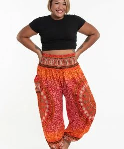 HaremPants.com Plus Size Tribal Chakras Women's Harem Pants In Orange