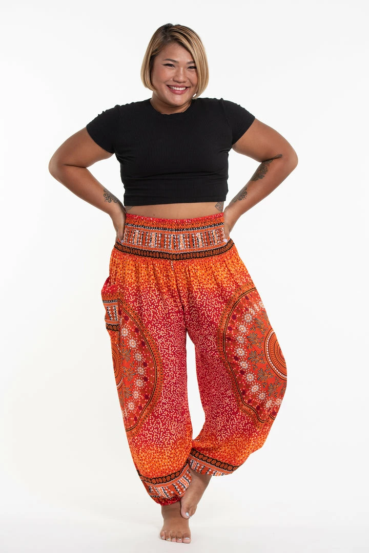 HaremPants.com Plus Size Tribal Chakras Women's Harem Pants In Orange 3 HaremPants.com Plus Size Tribal Chakras Women's Harem Pants In Orange