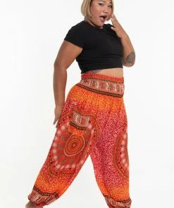 HaremPants.com Plus Size Tribal Chakras Women's Harem Pants In Orange 8 HaremPants.com Plus Size Tribal Chakras Women's Harem Pants In Orange