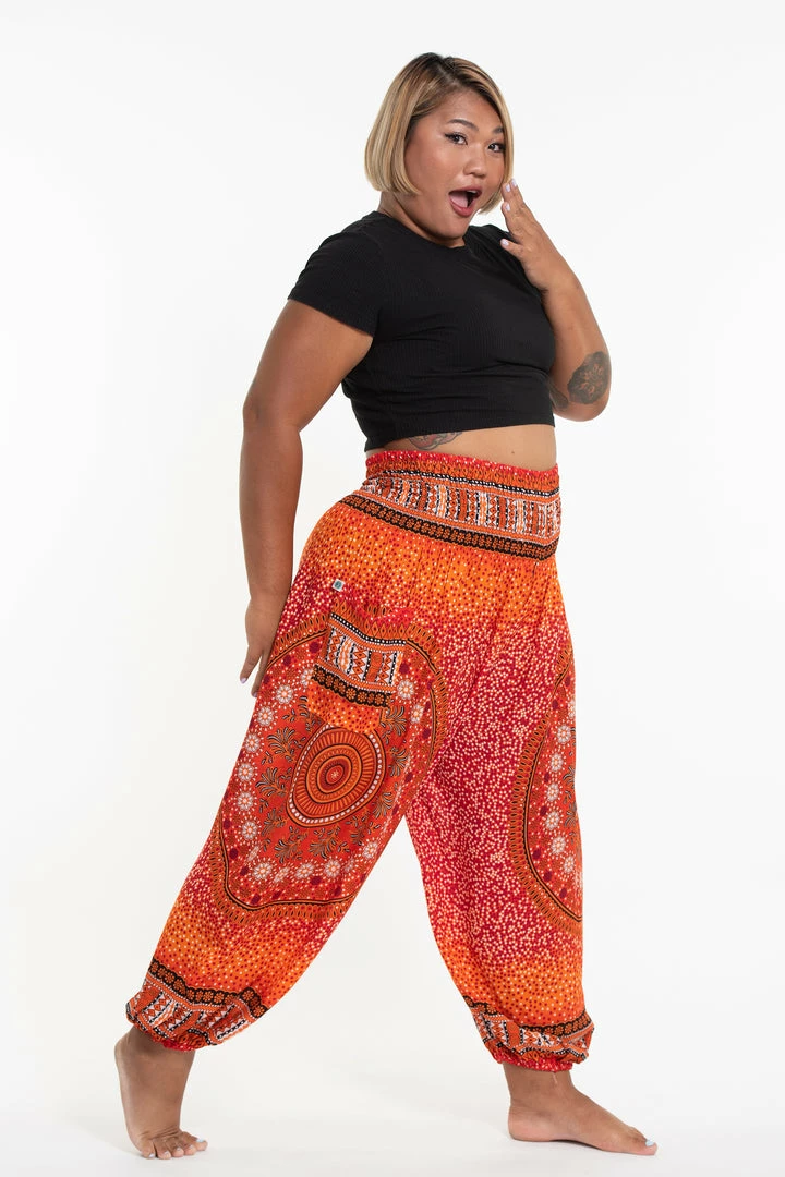 HaremPants.com Plus Size Tribal Chakras Women's Harem Pants In Orange 5 HaremPants.com Plus Size Tribal Chakras Women's Harem Pants In Orange