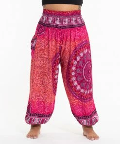 HaremPants.com Plus Size Tribal Chakras Women's Harem Pants In Pink