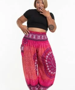 HaremPants.com Plus Size Tribal Chakras Women's Harem Pants In Pink