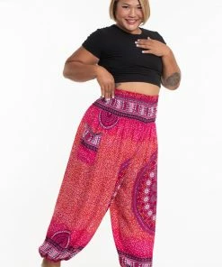 HaremPants.com Plus Size Tribal Chakras Women's Harem Pants In Pink