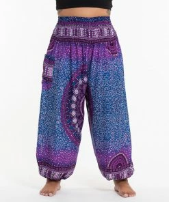 HaremPants.com Plus Size Tribal Chakras Women's Harem Pants In Purple