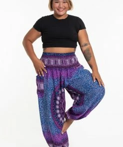 HaremPants.com Plus Size Tribal Chakras Women's Harem Pants In Purple