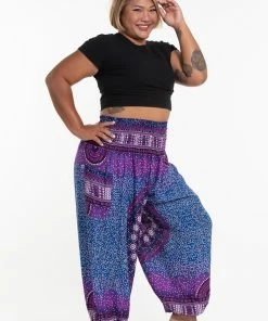 HaremPants.com Plus Size Tribal Chakras Women's Harem Pants In Purple