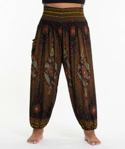 HaremPants.com Plus Size Peacock Eye Women's Harem Pants In Brown