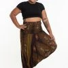 HaremPants.com Plus Size Peacock Eyes Drop Crotch Women's Harem Pants In Brown