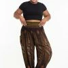 HaremPants.com Plus Size Peacock Eye Women's Harem Pants In Brown