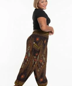 HaremPants.com Plus Size Peacock Eye Women's Harem Pants In Brown