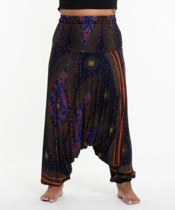 HaremPants.com Plus Size Peacock Eyes Drop Crotch Women's Harem Pants In Navy