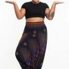 HaremPants.com Plus Size Peacock Eyes Drop Crotch Women's Harem Pants In Navy