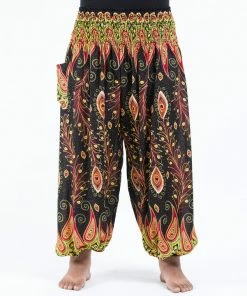 HaremPants.com Plus Size Peacock Paisley Women's Harem Pants In Black