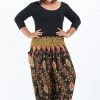 HaremPants.com Plus Size Peacock Paisley Women's Harem Pants In Black 2 HaremPants.com Plus Size Peacock Paisley Women's Harem Pants In Black