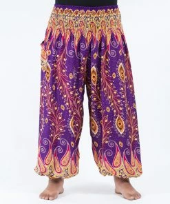 HaremPants.com Plus Size Peacock Paisley Women's Harem Pants In Purple