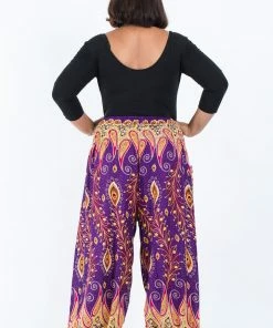 HaremPants.com Plus Size Peacock Paisley Women's Harem Pants In Purple