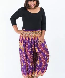 HaremPants.com Plus Size Peacock Paisley Women's Harem Pants In Purple