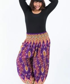 HaremPants.com Plus Size Peacock Paisley Women's Harem Pants In Purple