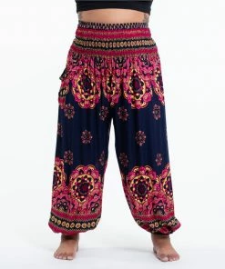HaremPants.com Plus Size Lotus Mandalas Women's Harem Pants In Navy 7 HaremPants.com Plus Size Lotus Mandalas Women's Harem Pants In Navy