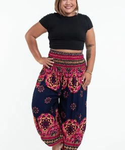 HaremPants.com Plus Size Lotus Mandalas Women's Harem Pants In Navy