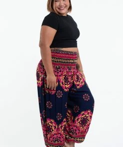 HaremPants.com Plus Size Lotus Mandalas Women's Harem Pants In Navy 8 HaremPants.com Plus Size Lotus Mandalas Women's Harem Pants In Navy
