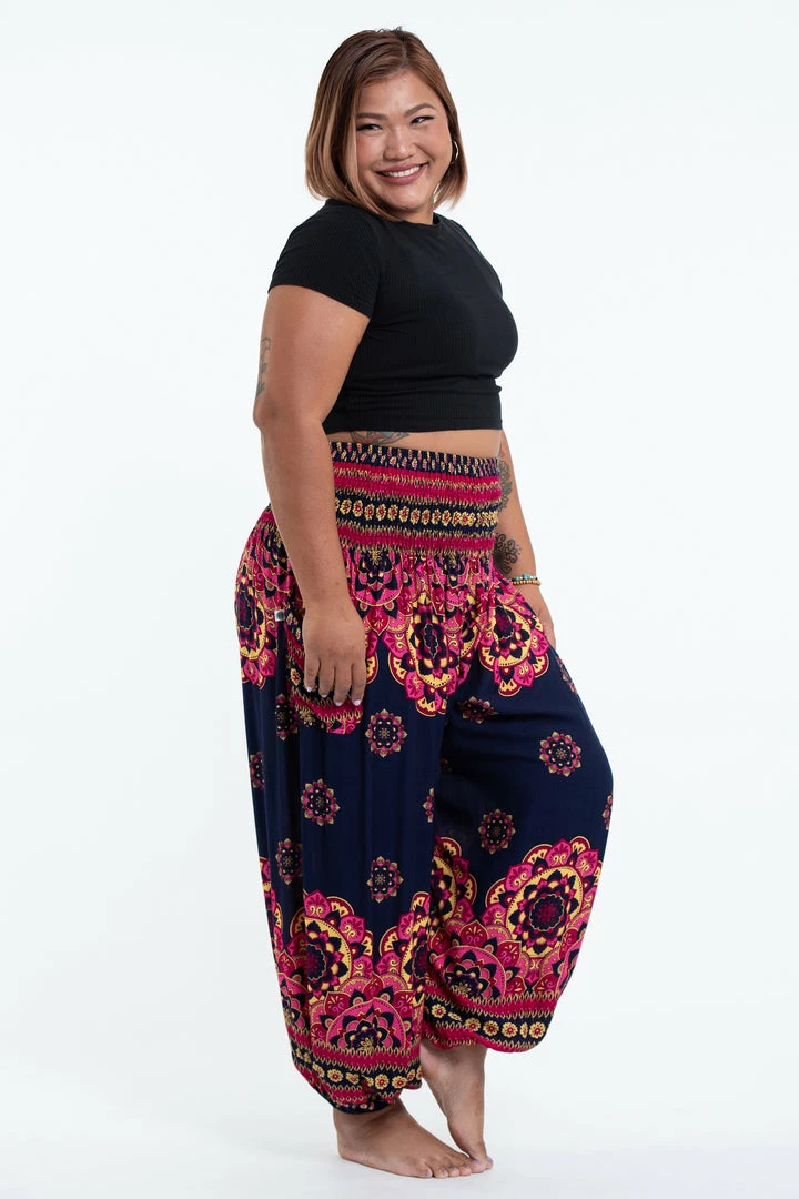 HaremPants.com Plus Size Lotus Mandalas Women's Harem Pants In Navy 5 HaremPants.com Plus Size Lotus Mandalas Women's Harem Pants In Navy