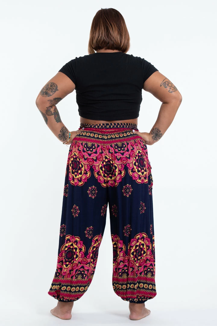 HaremPants.com Plus Size Lotus Mandalas Women's Harem Pants In Navy 6 HaremPants.com Plus Size Lotus Mandalas Women's Harem Pants In Navy